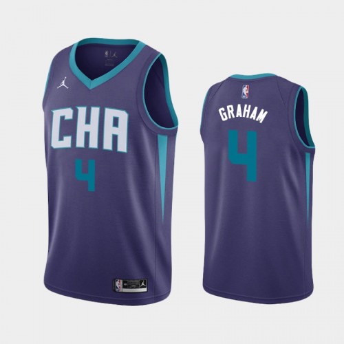 Men's Charlotte Hornets #4 Devonte' Graham Purple Statement Jersey