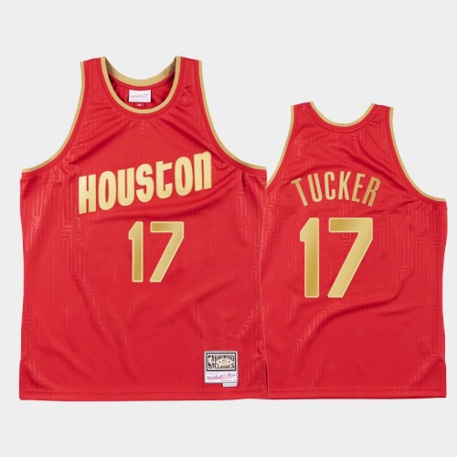 Men's Houston Rockets #17 P.J. Tucker Red 2020 Chinese New Year Hardwood Classics Jersey