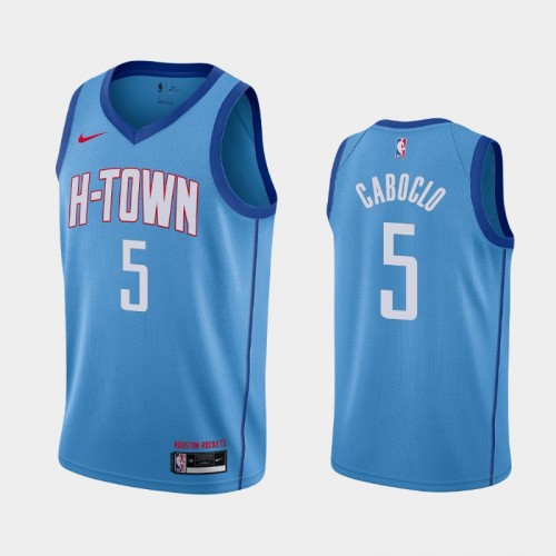 Men's Houston Rockets #5 Bruno Caboclo 2020-21 City Blue Jersey