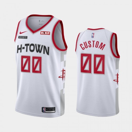 Men's Houston Rockets #00 Custom 2019-20 City White Jersey