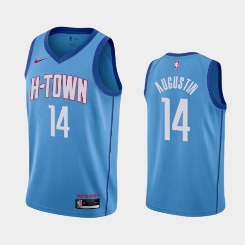 Men's Houston Rockets #14 D.J. Augustin 2021 City Blue Jersey