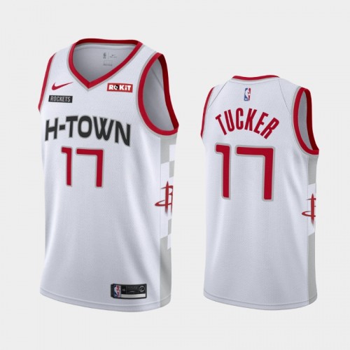 Men's Houston Rockets #17 P.J. Tucker 2019-20 City Finished White Jersey