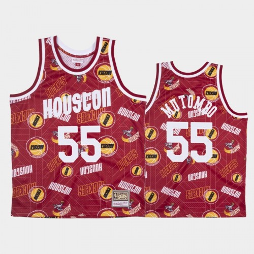 Dikembe Mutombo Houston Rockets #55 Red Tear Up Pack Hardwood Classics Jersey