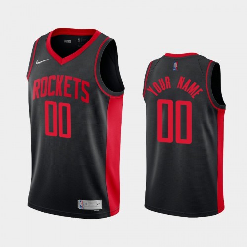 Men's Houston Rockets #00 Custom 2021 Earned Black Jersey