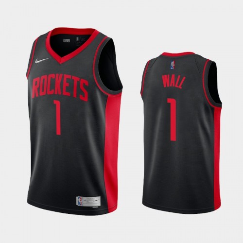 Men's Houston Rockets #1 John Wall 2021 Earned Black Jersey