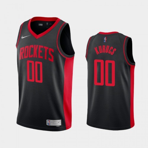 Men's Houston Rockets #00 Rodions Kurucs 2021 Earned Black Jersey