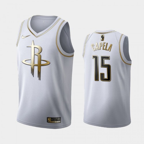 Men's Houston Rockets #15 Clint Capela White Golden Edition Jersey