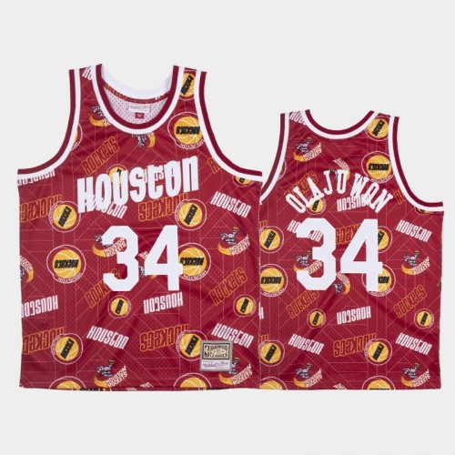 Hakeem Olajuwon Houston Rockets #34 Red Tear Up Pack Hardwood Classics Jersey