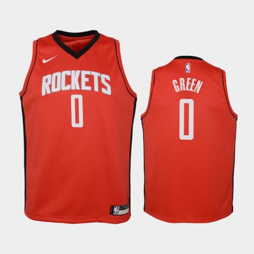 Houston Rockets Jalen Green Youth #0 Icon Edition 2021 Draft No.2 Red Jersey