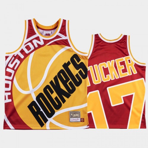 Houston Rockets #17 P.J. Tucker Red Big Face Jersey - HWC