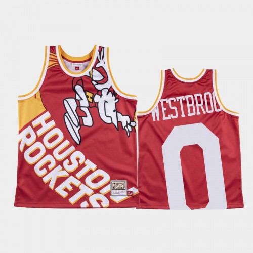 Houston Rockets #0 Russell Westbrook Red Big Face Jersey - 1971 Original Logo