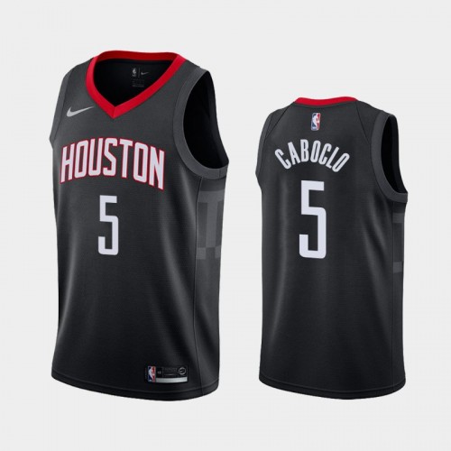 Men's Houston Rockets #5 Bruno Caboclo 2019-20 Statement Black Jersey