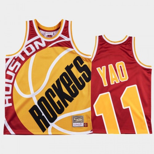 Houston Rockets #11 Yao Ming Red Big Face Jersey - HWC