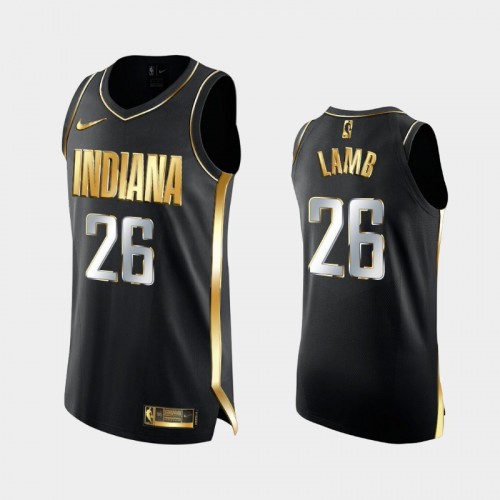 Men's Indiana Pacers #26 Jeremy Lamb Black Authentic Golden Limited Edition Jersey