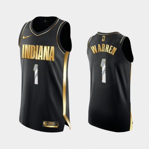 Men's Indiana Pacers #1 T.J. Warren Black Authentic Golden Limited Edition Jersey