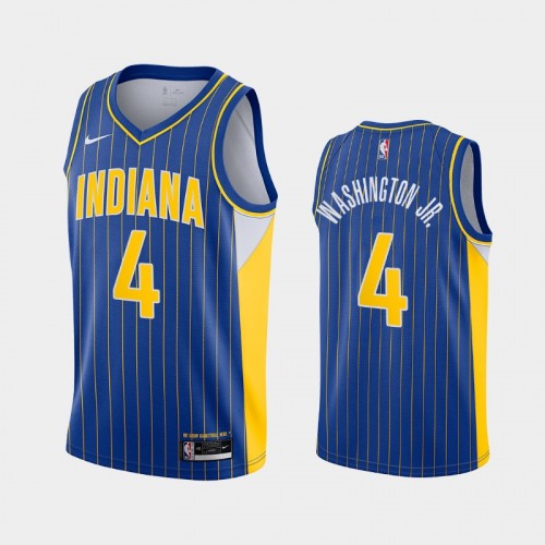 Indiana Pacers Duane Washington Jr. Men #4 City Edition 2021 NBA Draft Blue Jersey