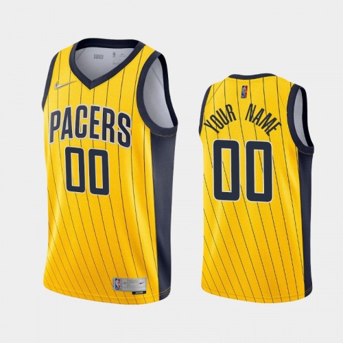 Men's Indiana Pacers #00 Custom 2021 Earned Yellow Jersey