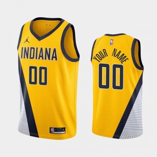 Men's Indiana Pacers #00 Custom 2020-21 Statement Gold Jersey