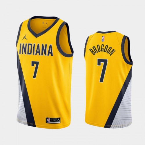 Men's Indiana Pacers #7 Malcolm Brogdon 2020-21 Statement Gold Jersey