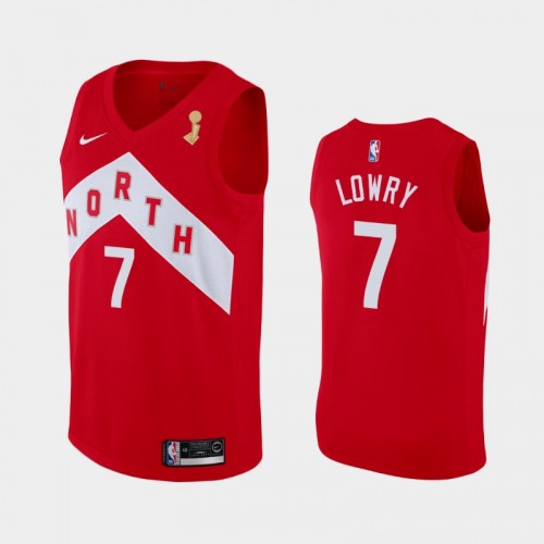 Men's Toronto Raptors #7 Kyle Lowry 2019 NBA Finals Champions Earned Red Jersey