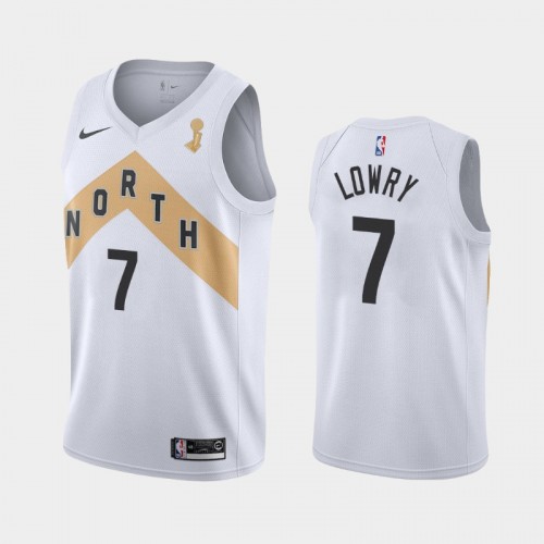 Men's Toronto Raptors #7 Kyle Lowry 2019 NBA Finals Champions City White Jersey