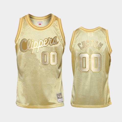 Limited Gold Los Angeles Clippers #00 Custom Midas SM Jersey