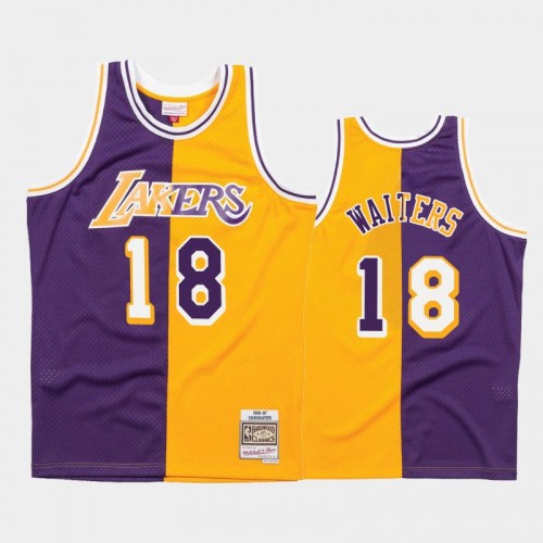Lakers #18 Dion Waiters Split Hardwood Classics Purple Gold Jersey