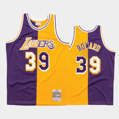 Lakers #39 Dwight Howard Split Hardwood Classics Purple Gold Jersey