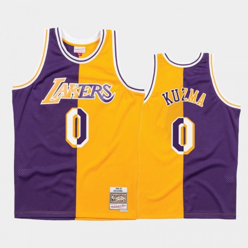 Lakers #0 Kyle Kuzma Split Hardwood Classics Purple Gold Jersey