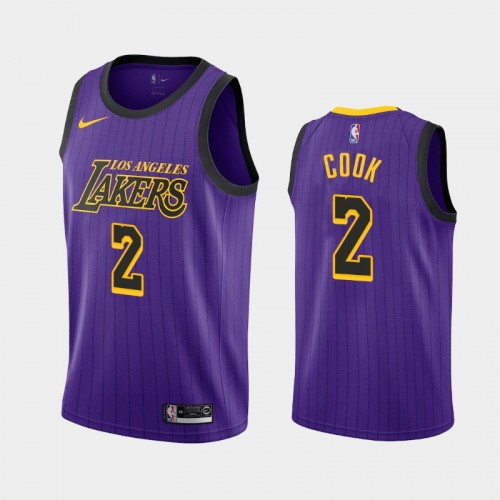 Men's Los Angeles Lakers #2 Quinn Cook Purple City Jersey