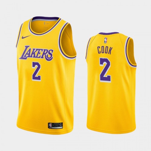 Men's Los Angeles Lakers #2 Quinn Cook Yellow Icon Jersey