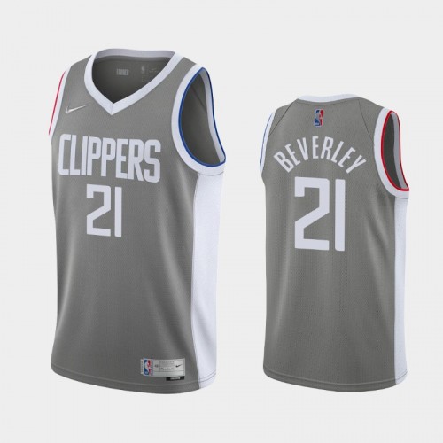 Men's Los Angeles Clippers #21 Patrick Beverley 2021 Earned Gray Jersey