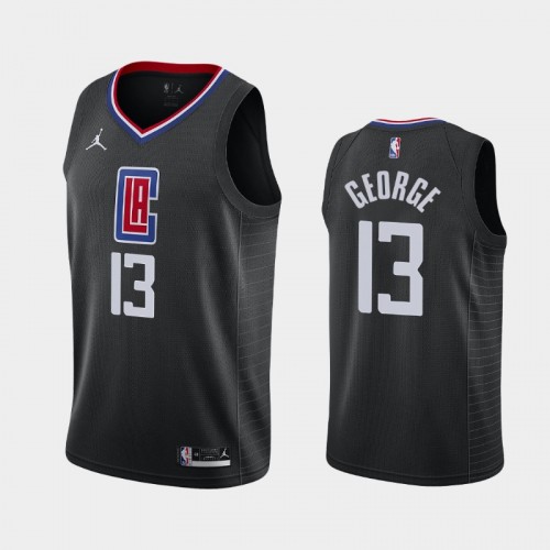 Men's Los Angeles Clippers #13 Paul George 2020-21 Statement Black Jersey