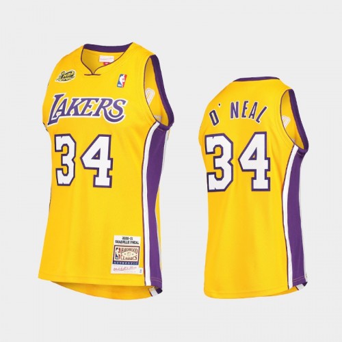 Los Angeles Lakers Shaquille O'Neal Men #34 2000 NBA Finals Gold Commemorative Classic Jersey