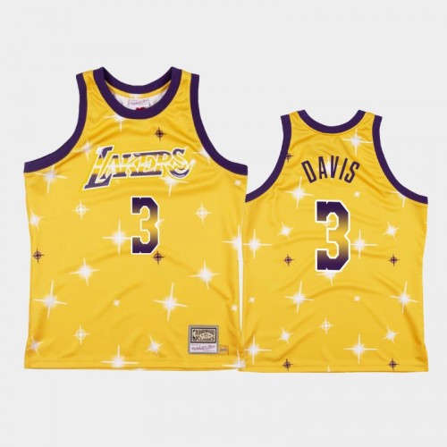 Men's Los Angeles Lakers #3 Anthony Davis Airbrush Fashion Gold Jersey