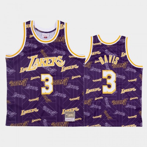 Anthony Davis Los Angeles Lakers #3 Purple Tear Up Pack Hardwood Classics Jersey