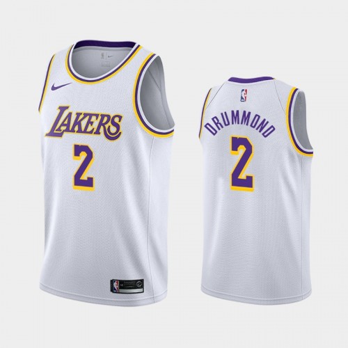 Men's Los Angeles Lakers #2 Andre Drummond 2021 Association White Jersey