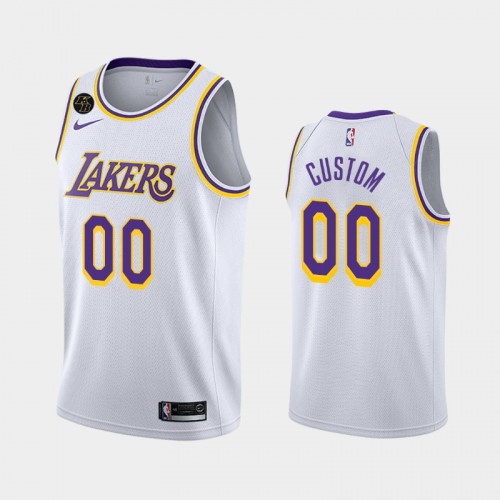 Men's Los Angeles Lakers #00 Custom 2020 Association Remember Kobe Bryant White Jersey