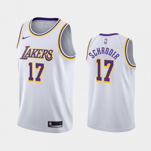 Men's Los Angeles Lakers #17 Dennis Schroder 2020-21 Association White Jersey