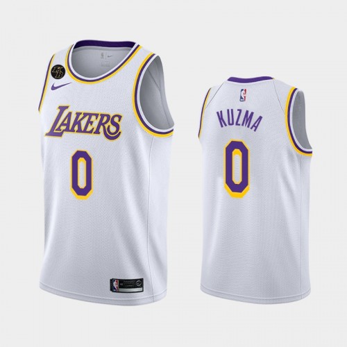 Men's Los Angeles Lakers #0 Kyle Kuzma 2020 Association Remember Kobe Bryant White Jersey