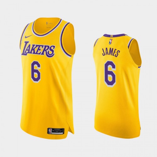 Los Angeles Lakers LeBron James Men's #6 Authentic Icon Edition Gold Jersey