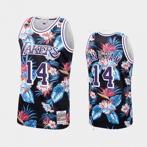 Men's Los Angeles Lakers #14 Brandon Ingram Floral Fashion Hardwood Classics Black Jersey