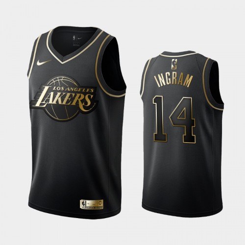 Men's Los Angeles Lakers #14 Brandon Ingram Black Golden Logo Jersey