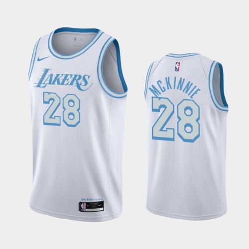 Men's Los Angeles Lakers Alfonzo McKinnie #28 2020-21 City White Jersey