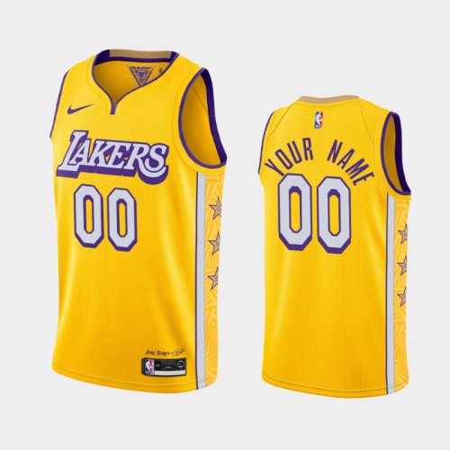 Men's Los Angeles Lakers #00 Custom 2019-20 City Gold Jersey