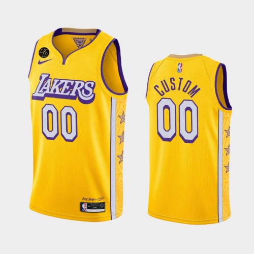 Men's Los Angeles Lakers #00 Custom 2020 City Remember Kobe Bryant Yellow Jersey