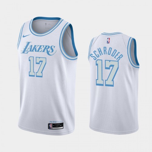 Men's Los Angeles Lakers #17 Dennis Schroder 2020-21 City Silver Jersey