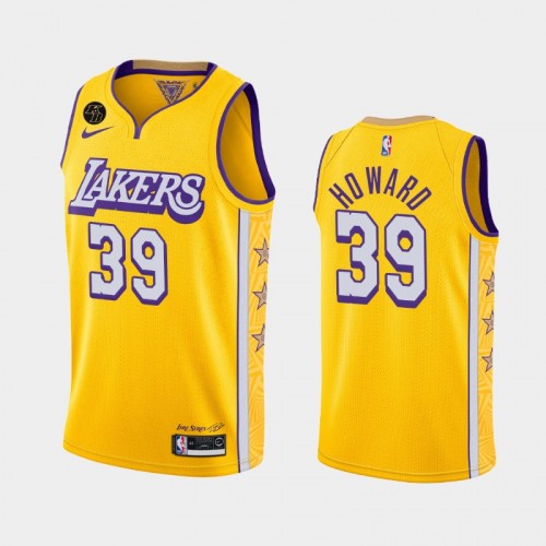 Men's Los Angeles Lakers #39 Dwight Howard 2020 City Remember Kobe Bryant Yellow Jersey