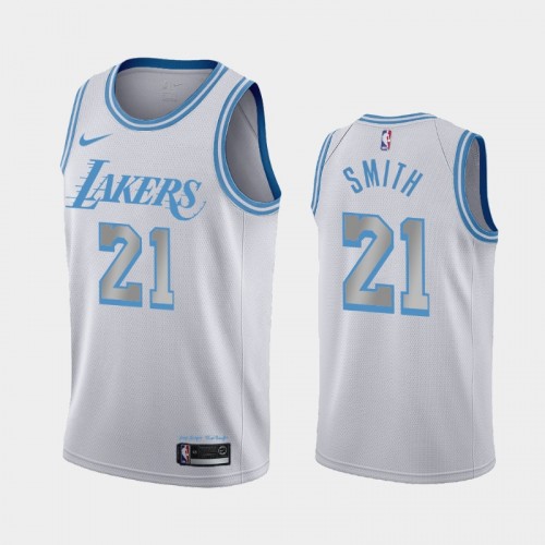 Men's Los Angeles Lakers #21 J.R. Smith 2020-21 City Silver Jersey