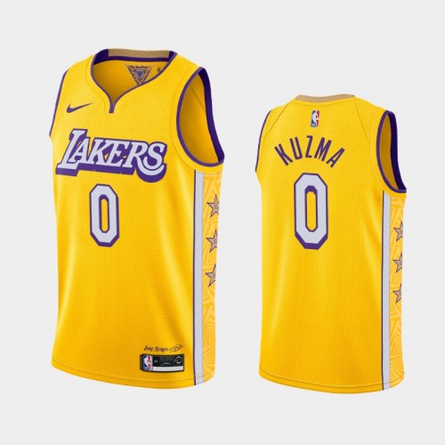 Men's Los Angeles Lakers #0 Kyle Kuzma 2019-20 City Gold Jersey